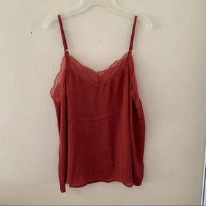 M Silky Lace Trim Tank Top